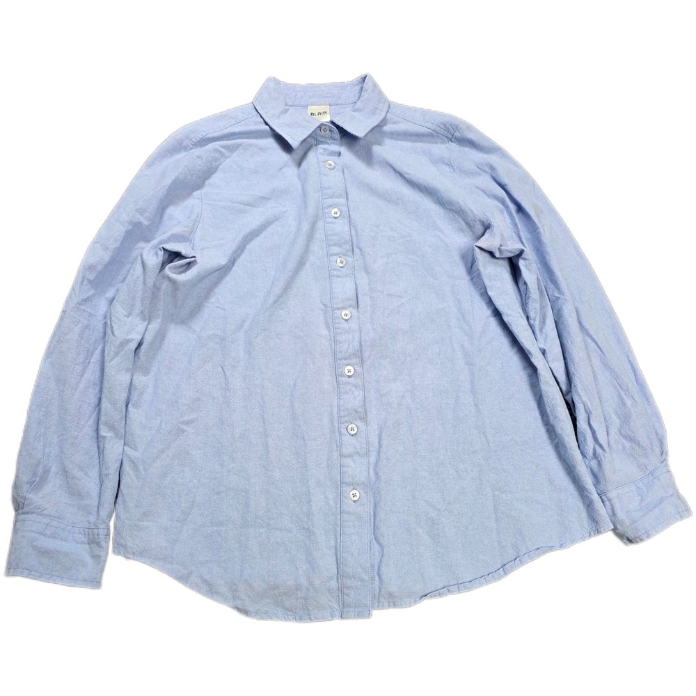 Blair Oxford Button Down Shirt Men's Size M‎ Light Blue Cotton Long Sleeve